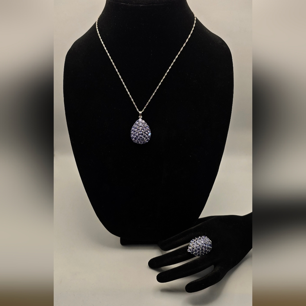 Sterling Silver 925 Pendant Necklace And Ring Set